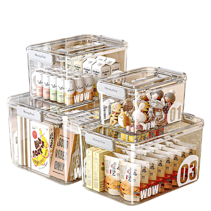 Dengbi Thickened Transparent Storage Box Household Portable Clothes Toys Snacks Books Large Capacity Organizer Plastic Storage Basket
