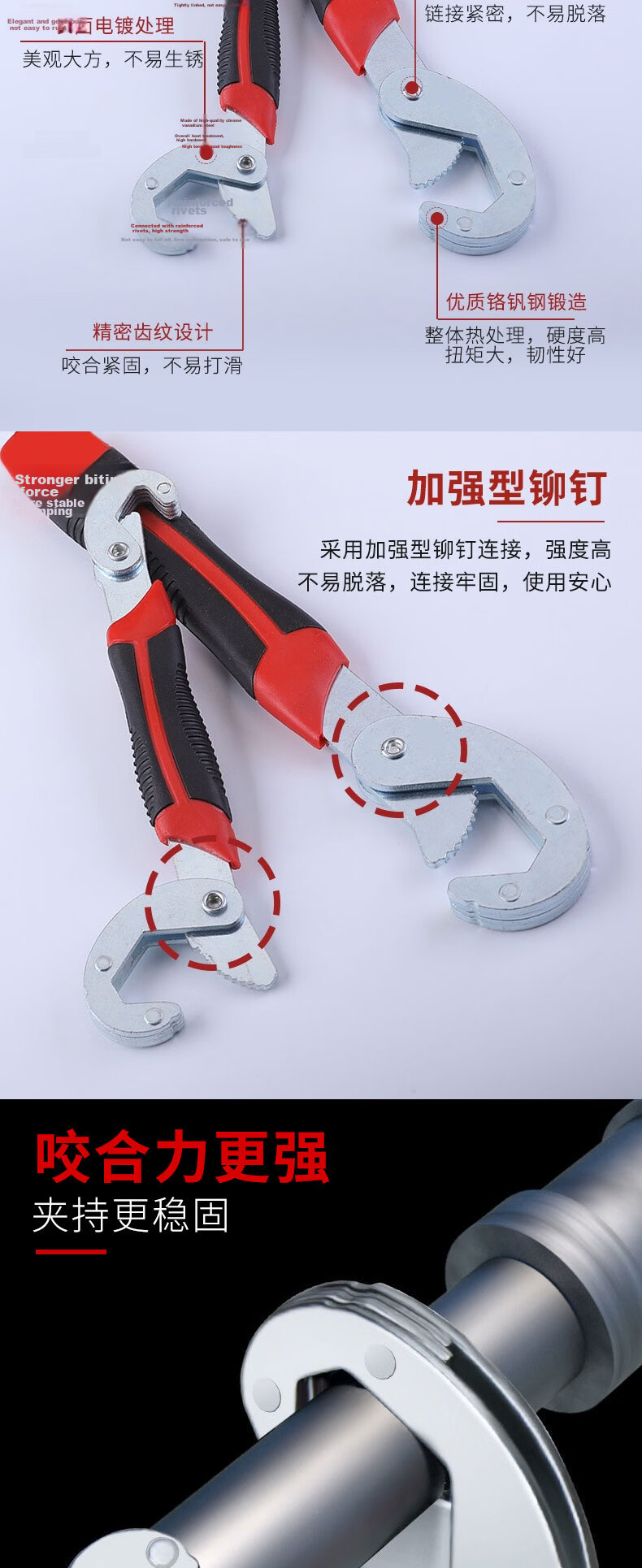 Paola 2-Piece Industrial Grade Multi-Function Pipe Wrench Adjustable Open-End Wrench Hardware Repair Tool 6531 2