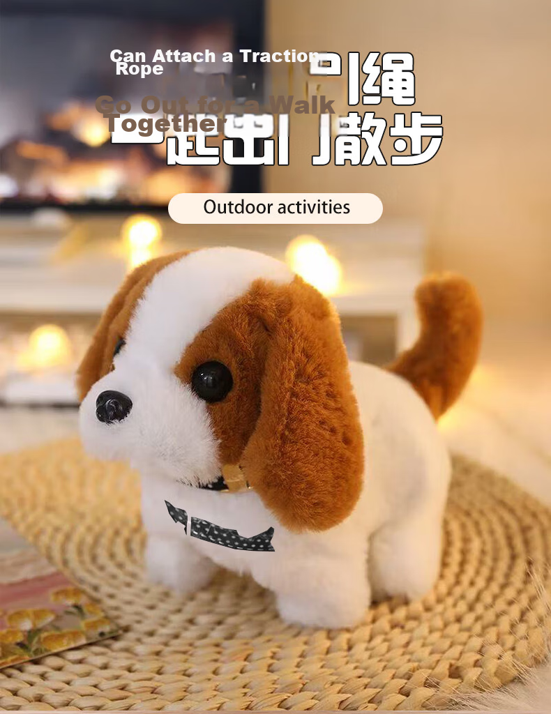 Honey Joy Realistic Plush Walking and Talking Electric Labrador Toy Brown Birthday Gift for Boys and Girls 5