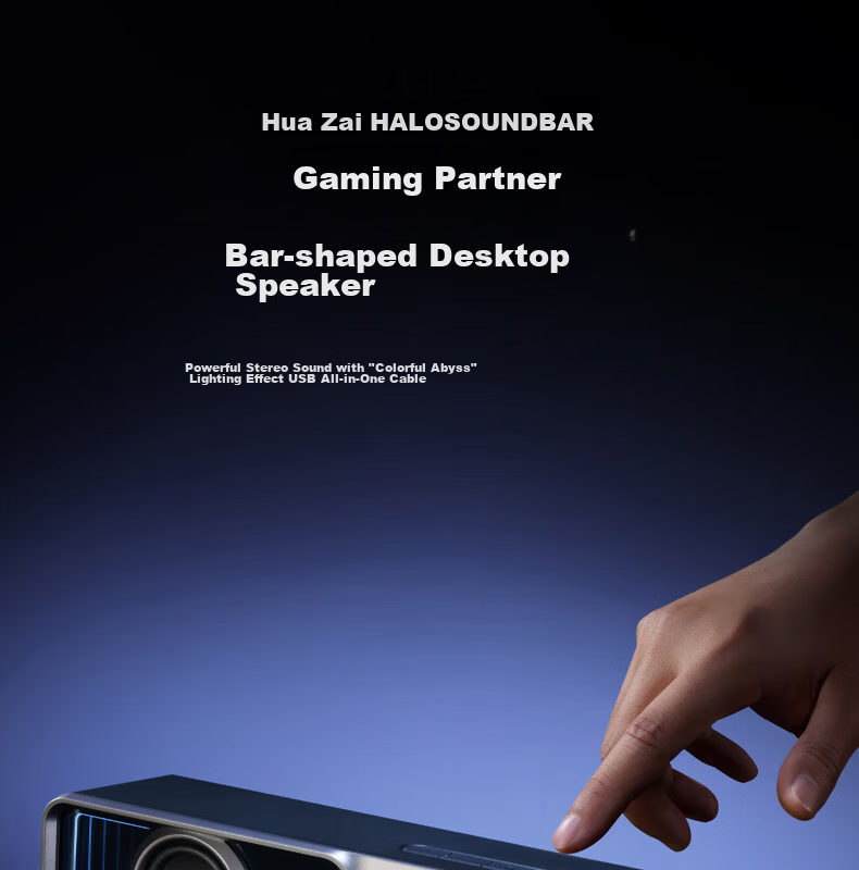 Manbuzhehuazai Halo Soundbar Max Computer Speakers, Bluetooth 5.4 Subwoofer, Gaming Desktop Long Bar Speaker, Wired Speaker, Soundbar, Poxiao White 1