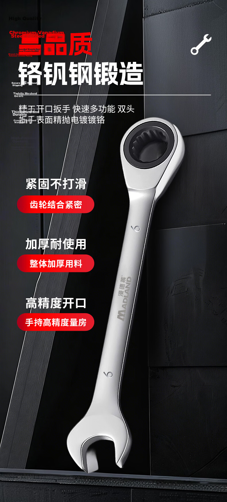 Mandlei Wrench Set Open-End Wrench Combination Wrench Universal Dual-Use Wrench Fixed Wrench Size 19mm 2