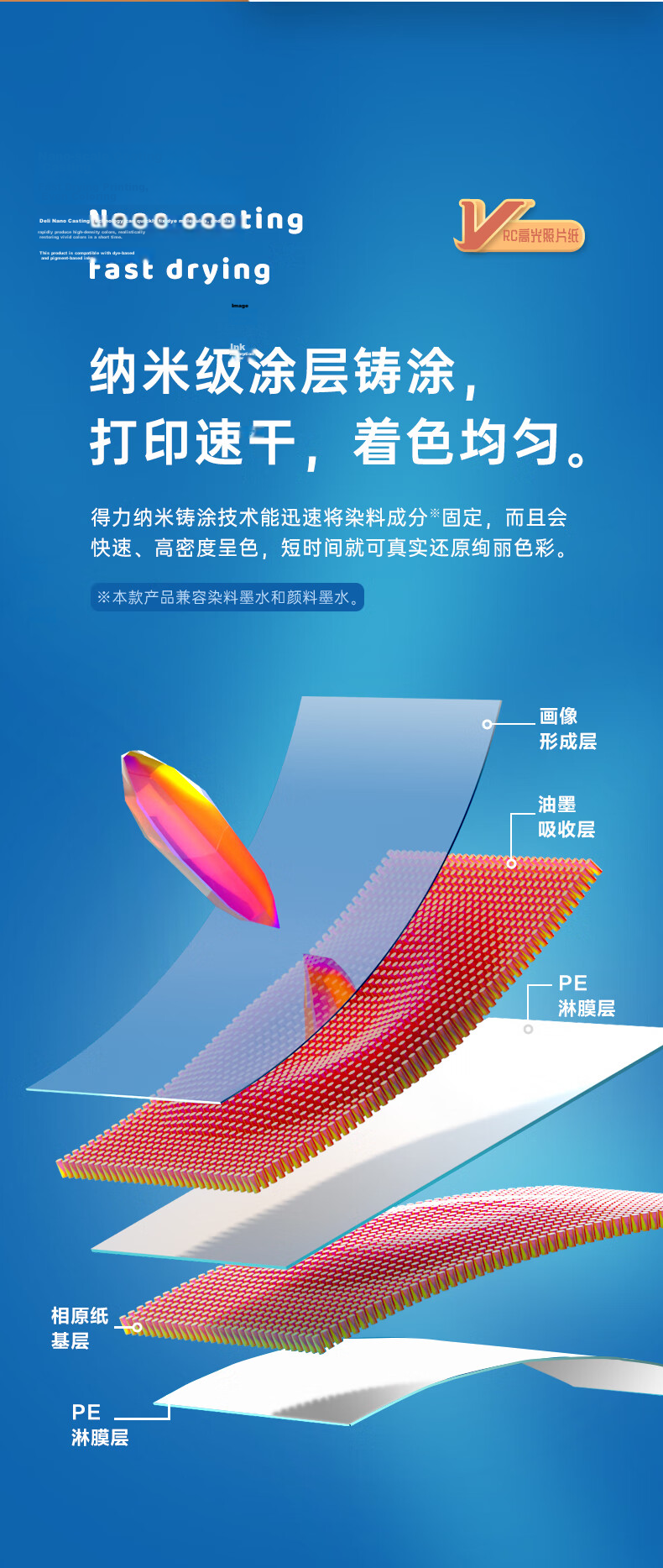 Deli 6-Inch 260g Glossy RC Professional Photo Paper Studio Photo Printing Paper 50 Sheets/Box 11841 6