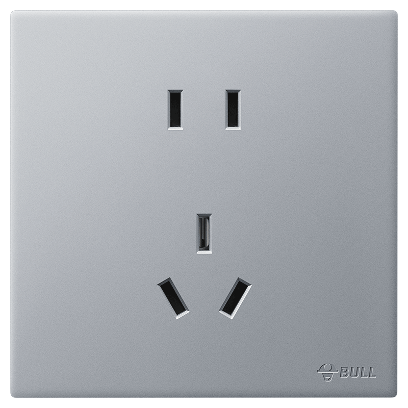 BULL Switch Socket G60 Series 10A Five-Hole Ultra-Thin Socket Panel G60Z223 Moon Shadow Gray