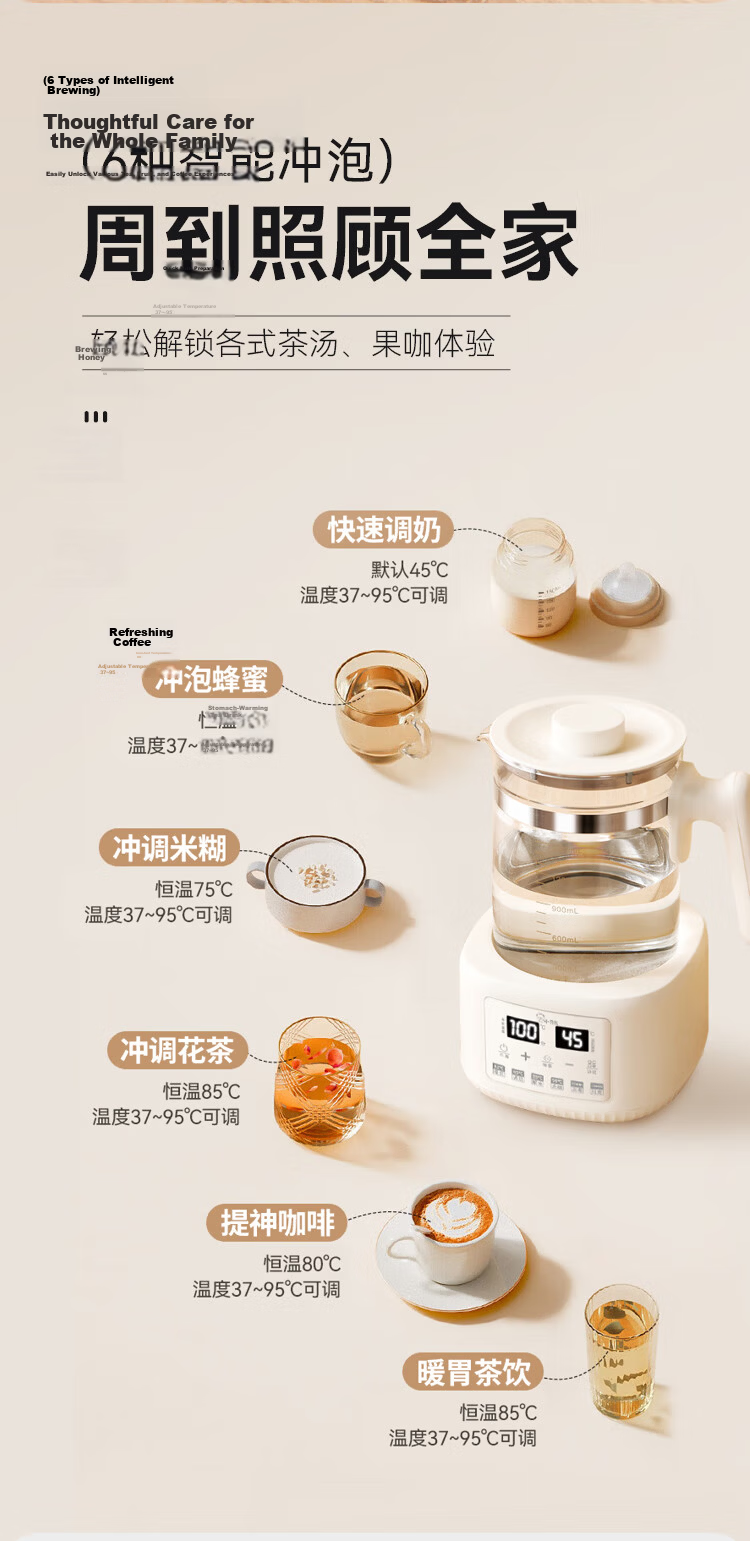 Little Bear Thermostatic Kettle Baby Formula Brewing Milk Warmer Smart Bottle Sterilizer Home Electric Water Boiler 8