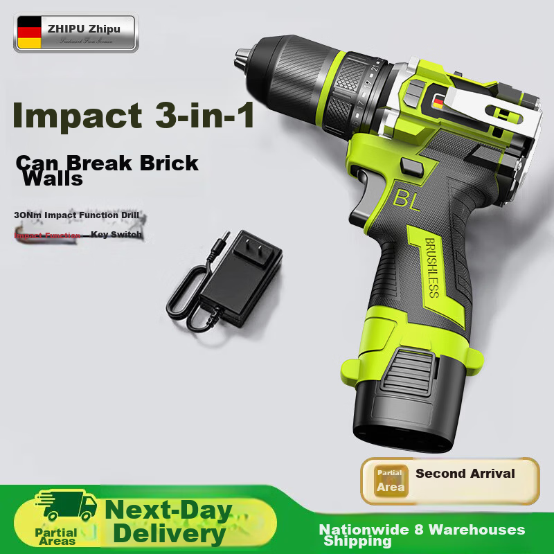Zhipu Brushless Impact Cordless Drill Small Steel Cannon 16.8V Lithium Battery Multi-Function Electric Screwdriver for Home Repair