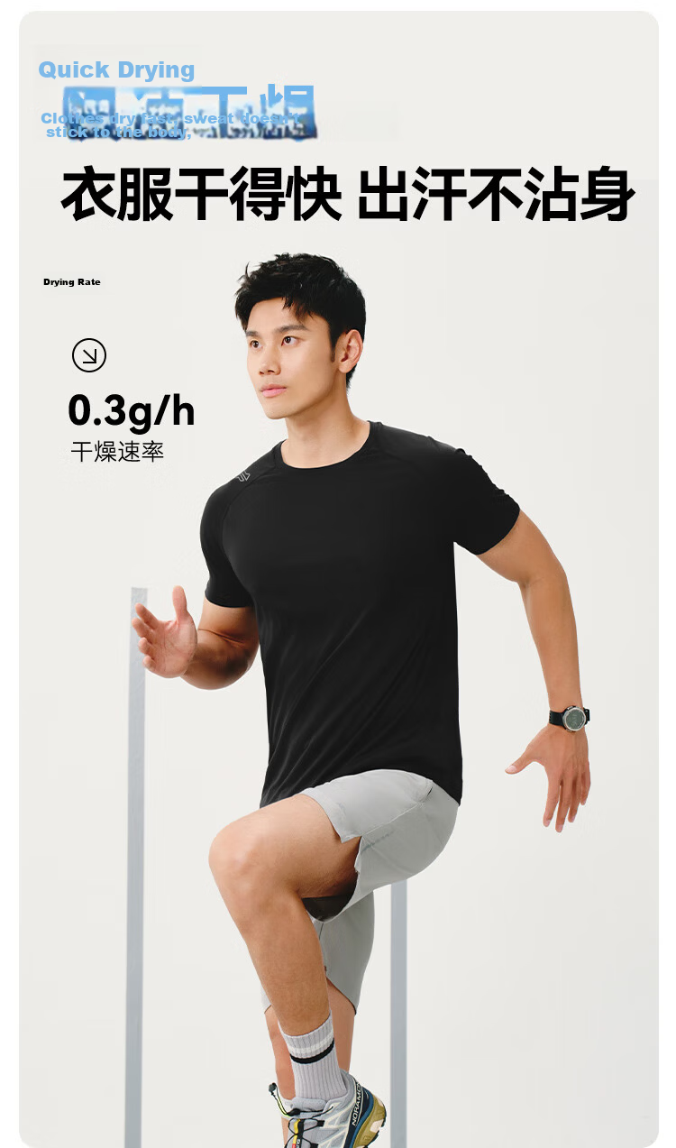 JD Jingzao 100 Ultra-Light Quick-Dry Men's Running Short Sleeve T-Shirt Set Lightweight 3-Pack White Black Denim Blue L 8