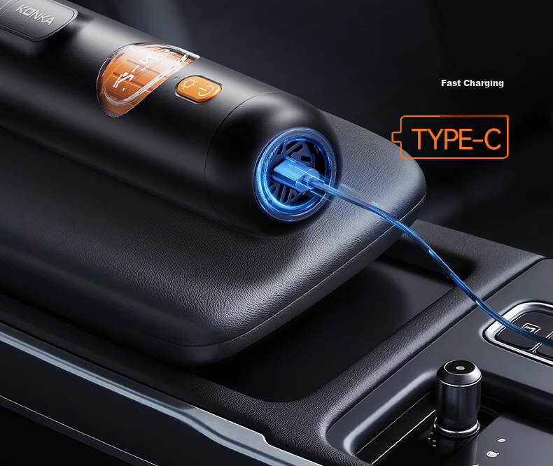 KONKA Car Vacuum Cleaner with Strong Suction, Wireless Handheld Vacuum for Cars And Home Use, Powerful Blowing And Suction All-In Machine, Portable Car Desktop Handheld Vacuum for Pet Hair 24