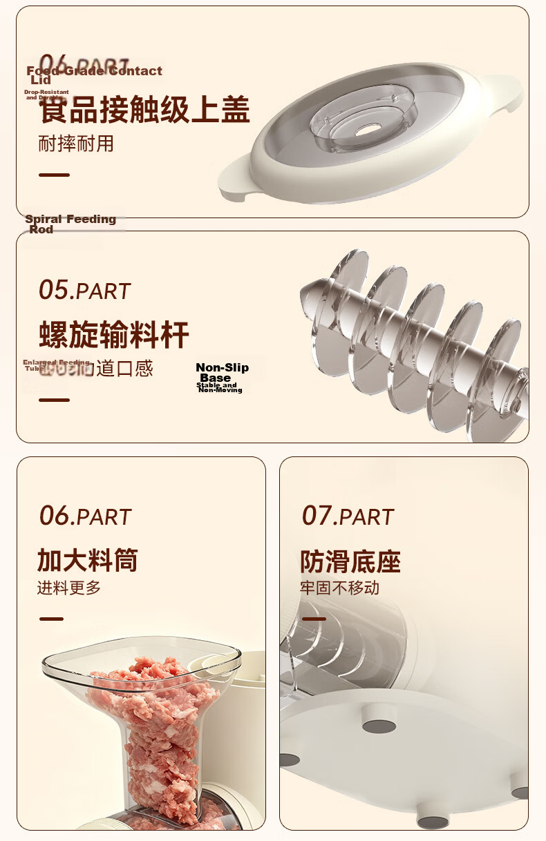 YANGZI Meat Grinder, Home Use Floating Double Blade Mincer, Meat Chopper, Garlic Press, All-In Meat And Vegetable Grinder, 2026 New Model for Home Use, 3L Capacity 17