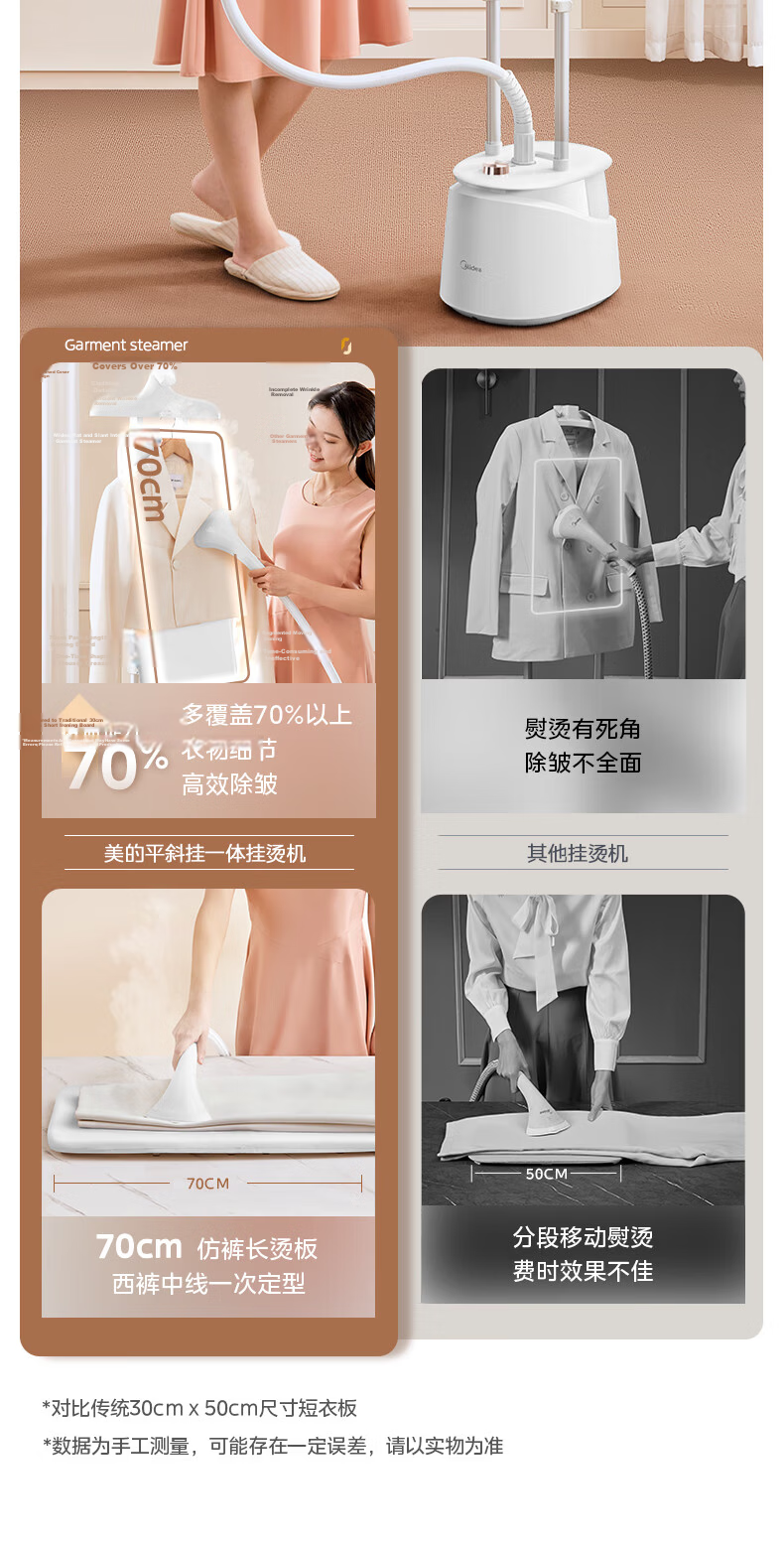 Midea [Silver Ion] Upright Garment Steamer, 40g/min High Steam Output, Large Capacity Electric Iron for Home Use, Portable Handheld Steaming Machine, Flat Iron for Commercial Use YY2000 6