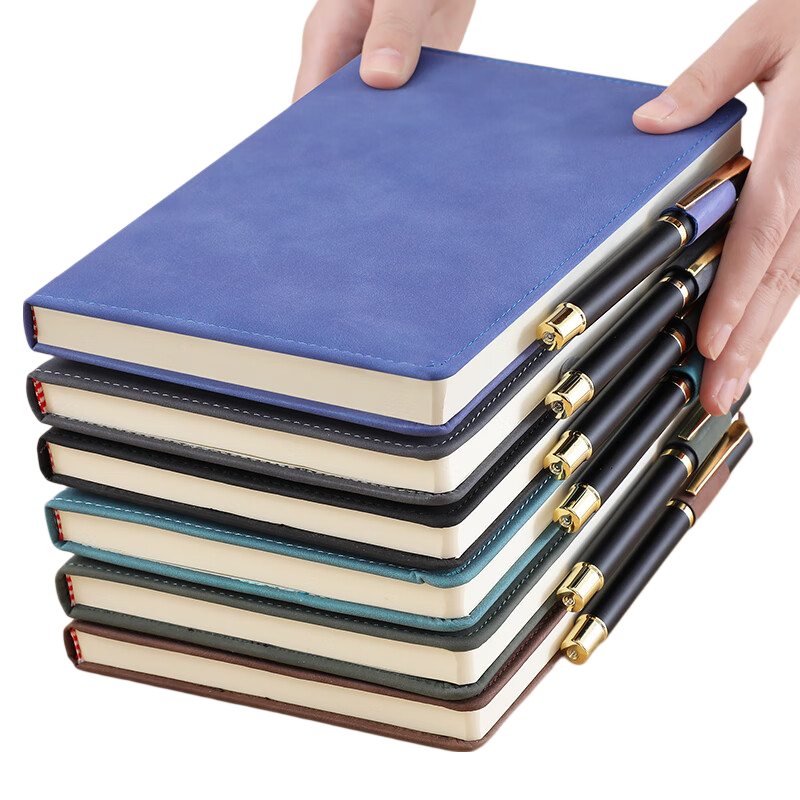 Faramon A5 Thickened Notebook Business Sheepskin Vintage Work Diary Meeting Record Office Stationery Customizable Blue