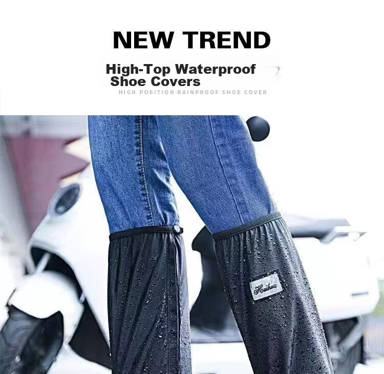 Minggu Waterproof Shoe Covers Rainproof Non-slip Thickened Wear-resistant Sandproof 360 Full Coverage PVC High Tube 40CM Size S 1