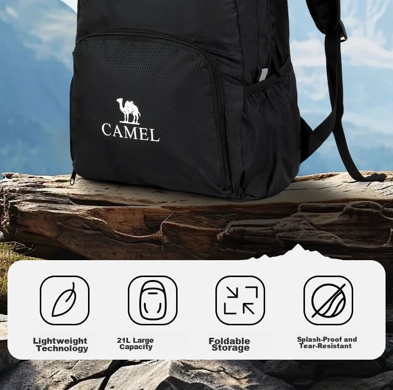 Camel Outdoor Folding Backpack Sports Casual Hiking Travel Backpack 133BA9U120 Imperial Yellow 1