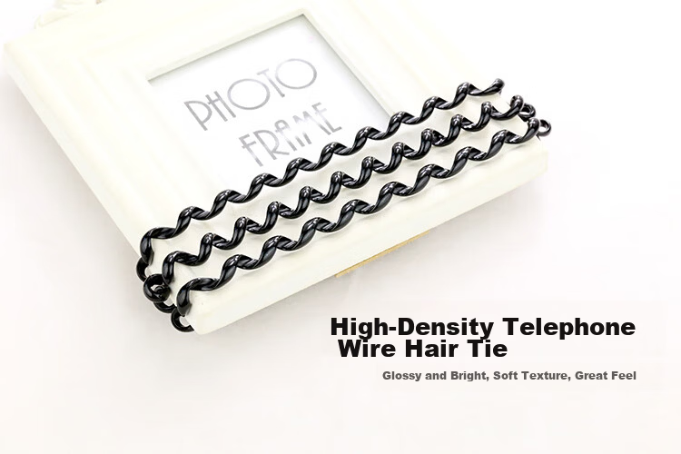 Jianyingshu Black Large Thickened Telephone Wire Hair Ties 10 Pieces Hair Bands Elastic Hair Ropes Hair Scrunchies Hair Elastics 4