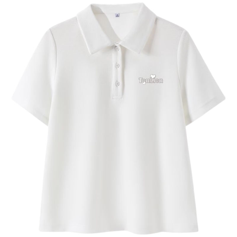 TonLion Women's Short Sleeve Polo Shirt Summer New Shoulder T-Shirt Casual Breathable Slim Fit Half Sleeve Simple Top