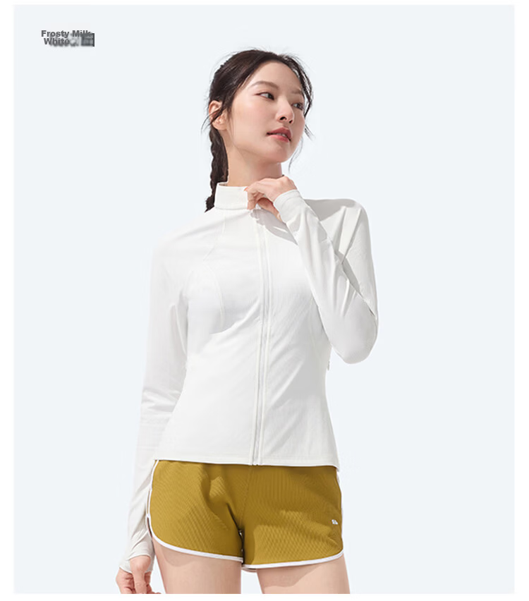 Beneunder Women's Spring And Summer Jacket, Sun Protection Clothing, Slim Fit Stand Collar, High Elasticity Sports Outdoor DS837, Light Coffee Gray, Size S 57