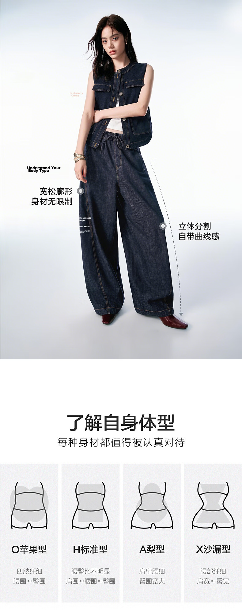Peacebird Women's High-Waist Loose Lantern Wide-Leg Denim Jeans Elastic Waist Dark Blue Denim Pants L 3