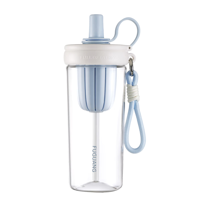 Fuguang Large Capacity Tritan Straw Plastic Water Bottle with Strap for Men, Women, Students, and Children Outdoor Tea Cup 800ML