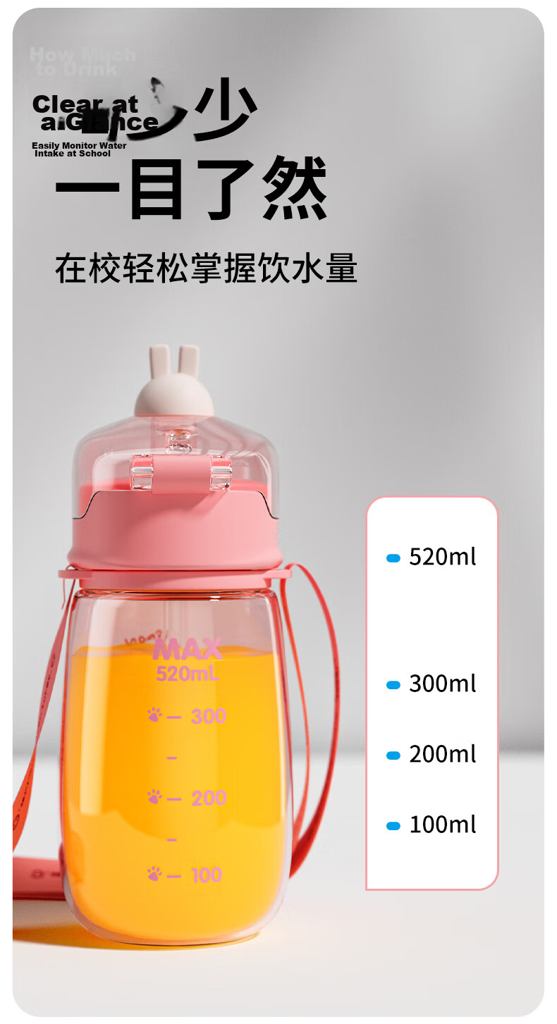 COOKSS Kids Straw Cup Baby Direct Drinking Cup PPSU High Temperature Resistant Water Bottle for Elementary School Summer Use 4