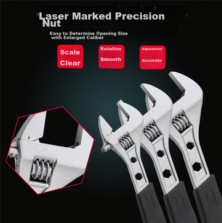 JETECH Adjustable Wrench Soft Handle Open-End Wrench Multi-Functional Universal Household Plumbing Wrench 12 Inch AWS-12 2