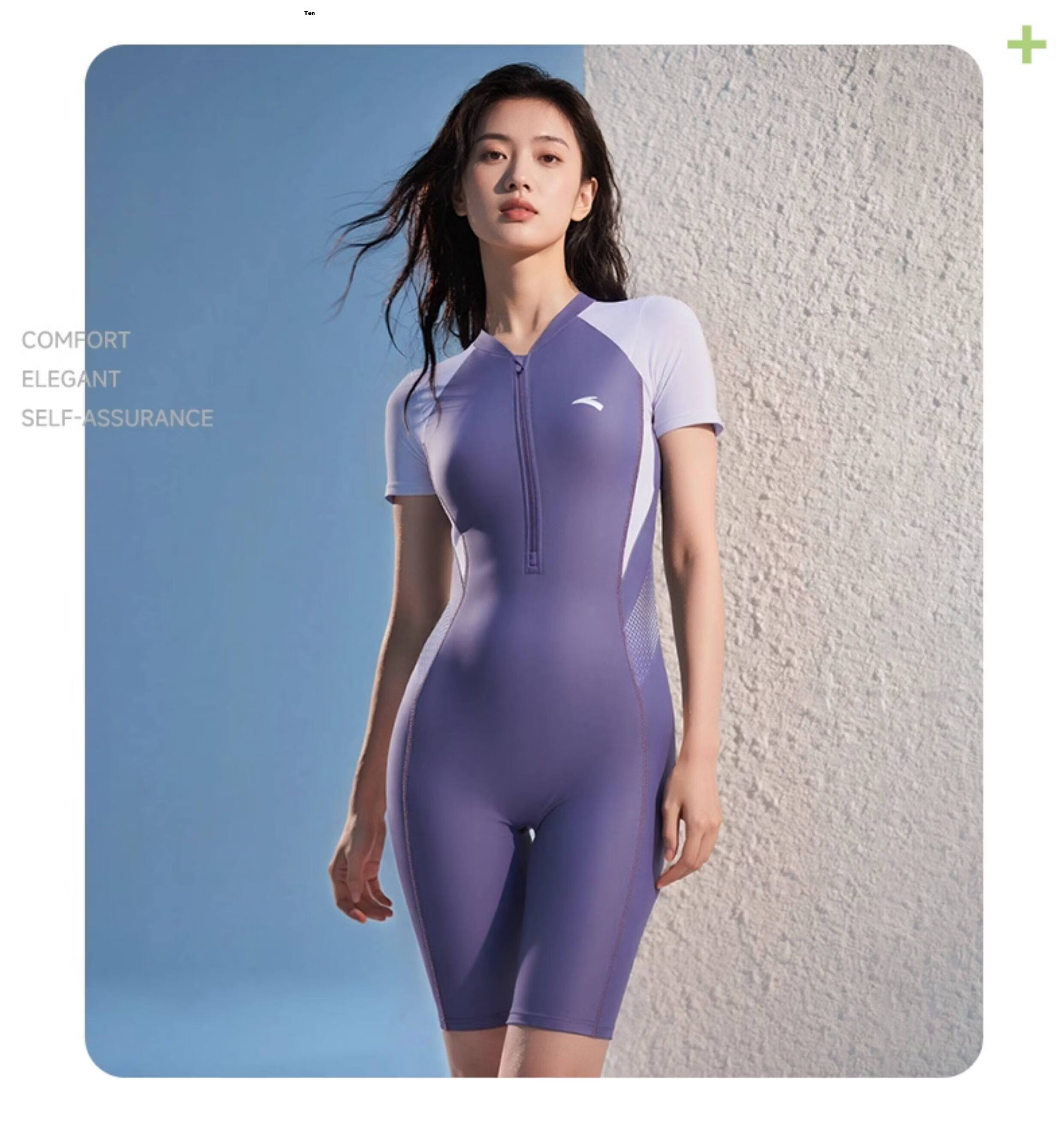 ANTA Women's One-Piece Five-Point Shorts Swimsuit Summer Professional Training Plus Size Slimming Thermal Swimwear Black XL 15