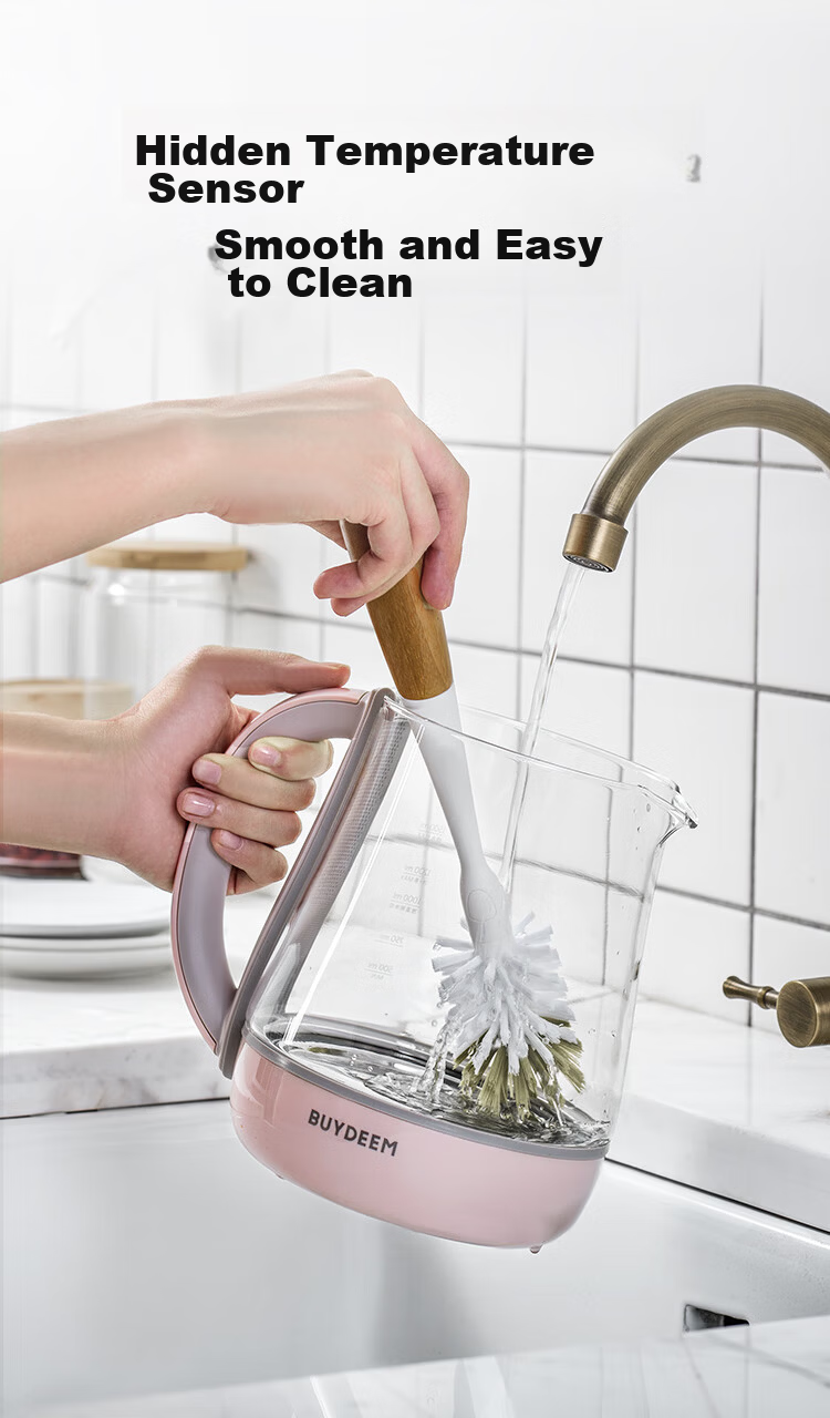 Buydeem Glue-Free Multifunctional Herbal Health Pot Temperature-Controlled Mini Glass Tea Kettle 1.5L K123 Off-White 9