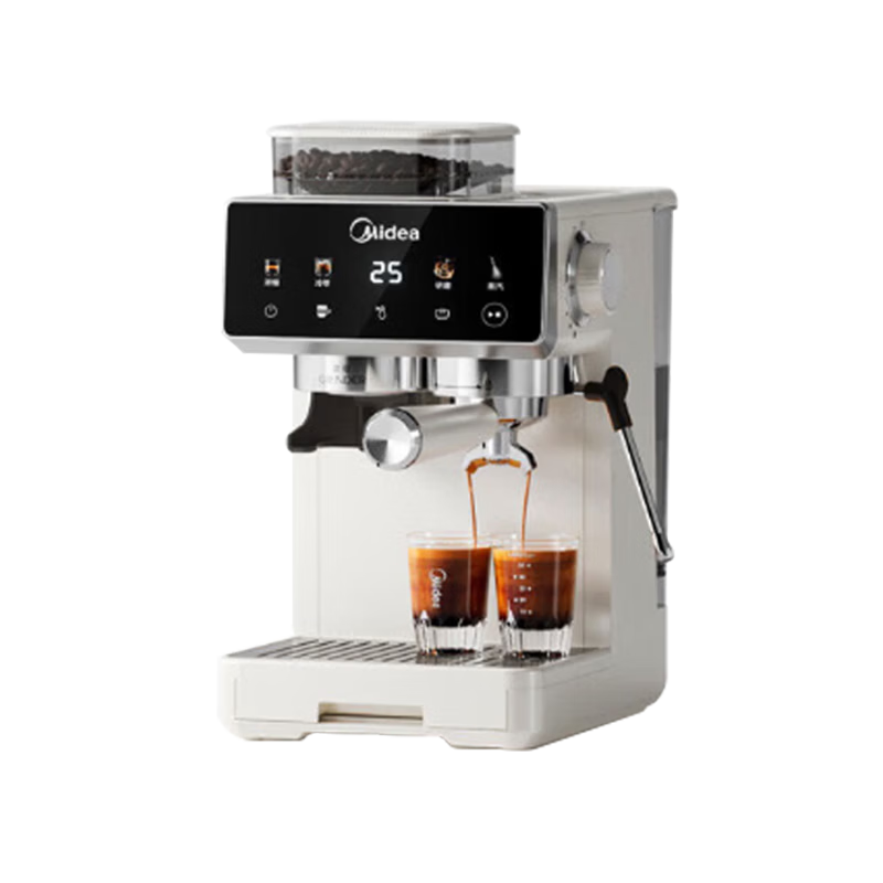 Midea Italian Semi-Automatic Coffee Machine Hot and Cold Dual Extraction Grinder All-in-One Small Fully Automatic Home Use Gift Coffee Grinder with Milk Frother MA-GE5110