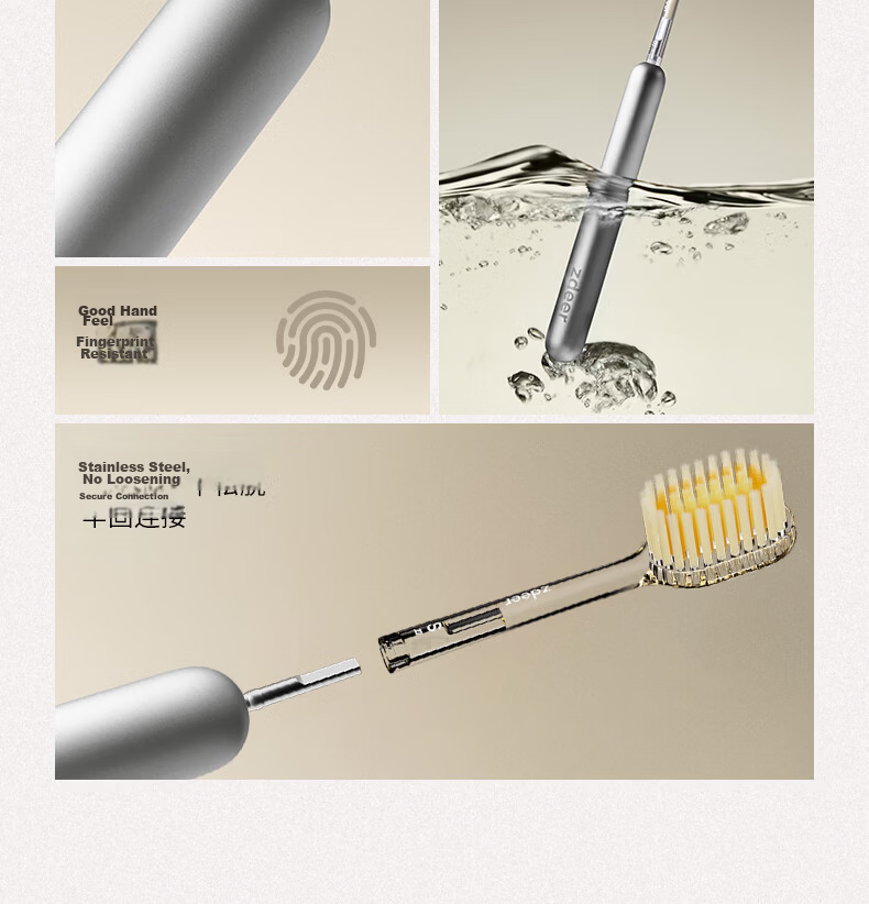 Zuodian Luxury Art Toothbrush with Replaceable Brush Heads, Wide Head Soft Bristles Gum Protection Original Brush Heads *3 16
