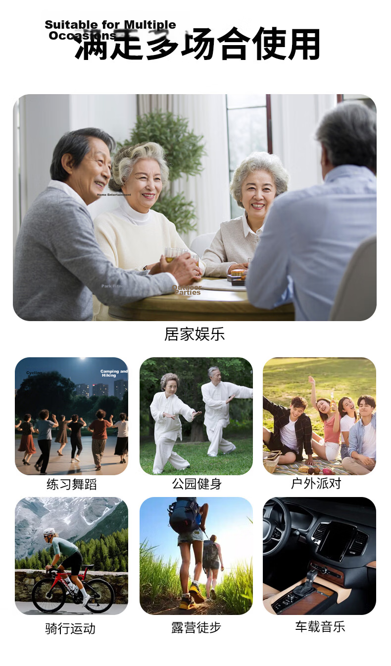 Jinzheng JZ33 New Wireless Bluetooth Speaker Portable Small Outdoor High-Quality Music Player with TF Card and USB Support Large Volume Home Square Dance Bass Subwoofer 18