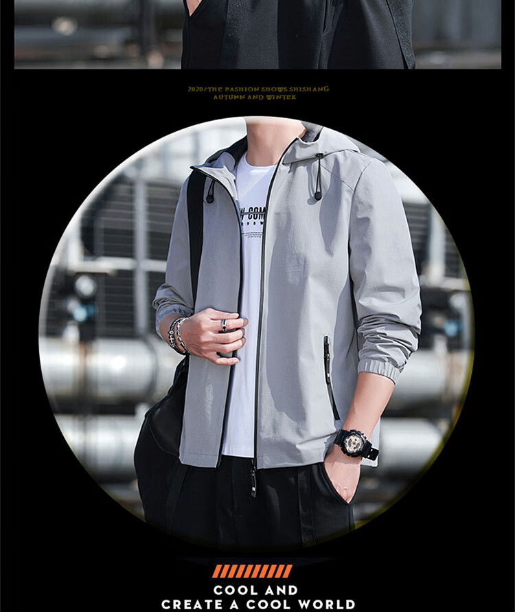 TUCANO Men's Hooded Windproof Durable Casual Versatile Fashion Trendy Jacket Black M 13