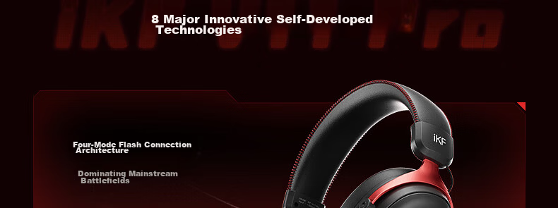 IKF V11 Pro 7.1 Quad-Mode Wireless Gaming Headset Over-Ear 7.1 Surround Sound Bluetooth Wired Esports Delta FPS Valorant Positioning Cranberry Red 16