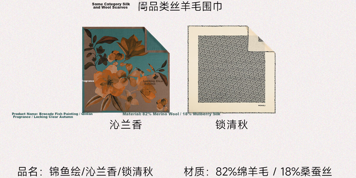Wanshili Double-Sided Printed Silk Wool Scarf 2025 New Style Birthday New Year Gift for Mom Shawl Outerwear - Suo Qingqiu 33
