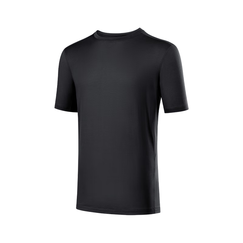 JD Jingzao Cooling Deodorant Wool Short Sleeve Men's Summer High Elastic Antibacterial Breathable Sports Outdoor T-Shirt Black 2XL