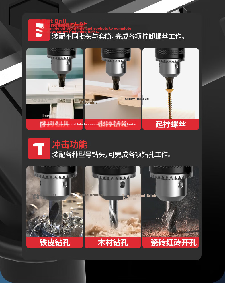 DELIXI ELECTRIC Multi-Function Electric Hammer Drill Heavy-Duty Concrete Industrial Grade 1050W 6