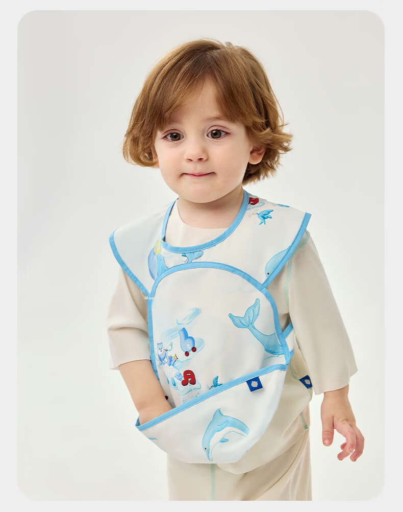 Babycare Baby Feeding Bib Toddler Smock Infant Anti-Dirt Apron with Back Cover Food Supplement Round Note Pattern Size 100 39