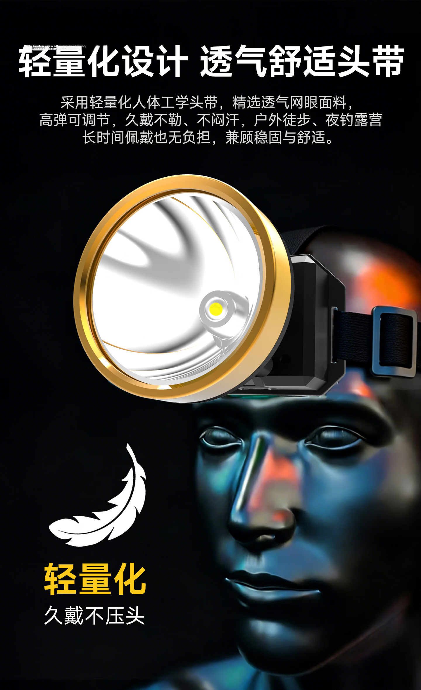 AUX Headlamp High Brightness Long Battery Life Outdoor Sea Hunting Mining Headlight Wearable Ultra-Bright Coal Mine Home Cicada Catching Lamp 8
