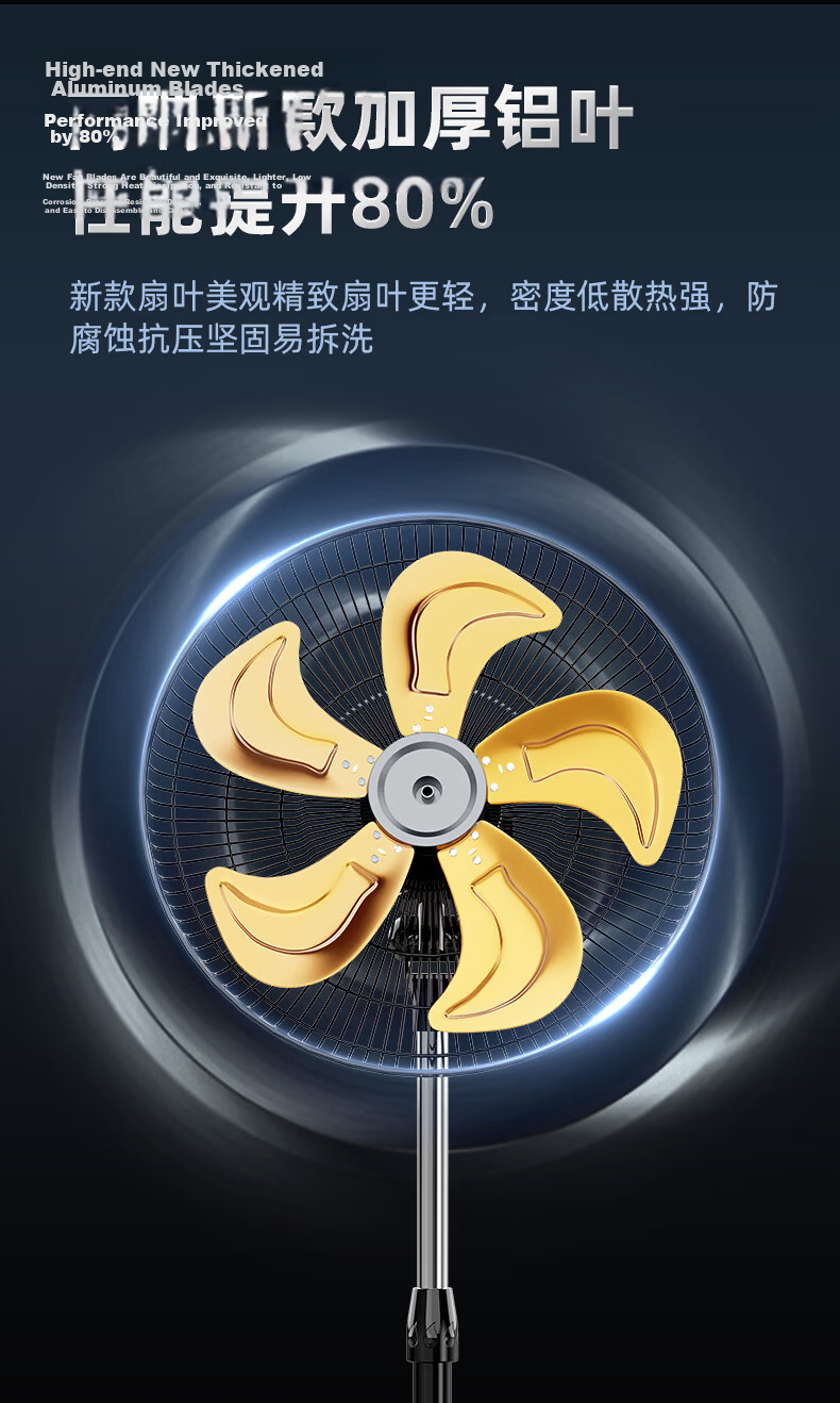 DIAMOND Industrial Floor Fan Large Airflow Aluminum Blades Powerful Commercial Copper Core Motor Oscillating Floor Fan for Home Living Room Formaldehyde Removal Factory Standing Fan SN 7