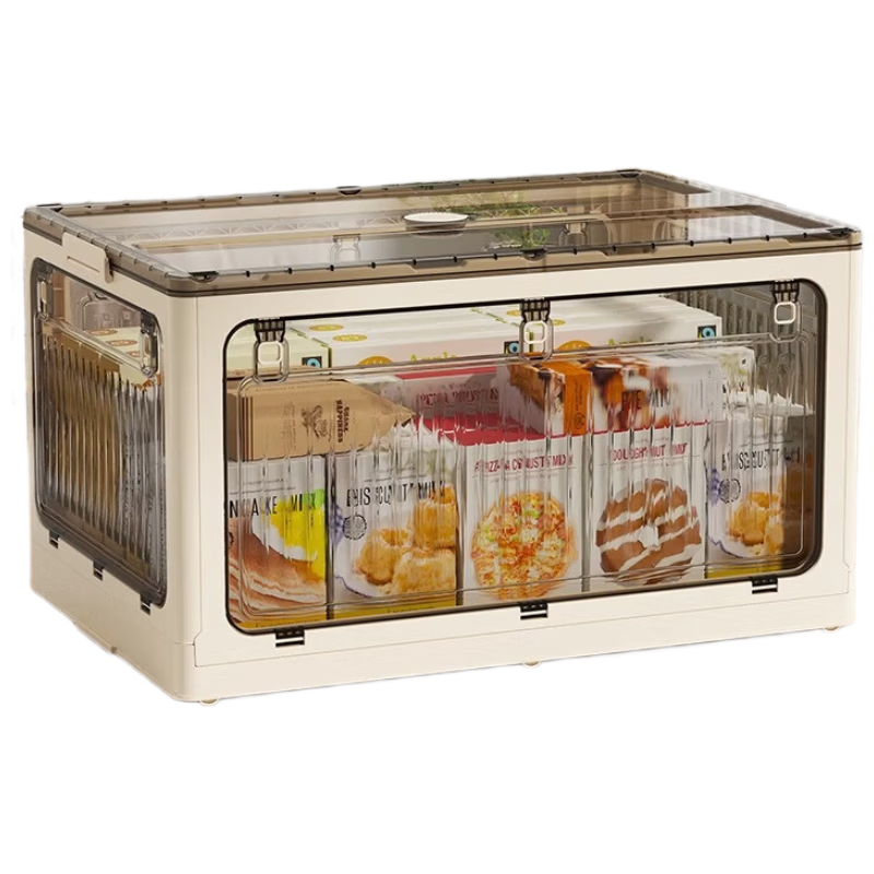 OLA XIANG Foldable Book Storage Box with Wheels Semi-Transparent Storage Container 39cm
