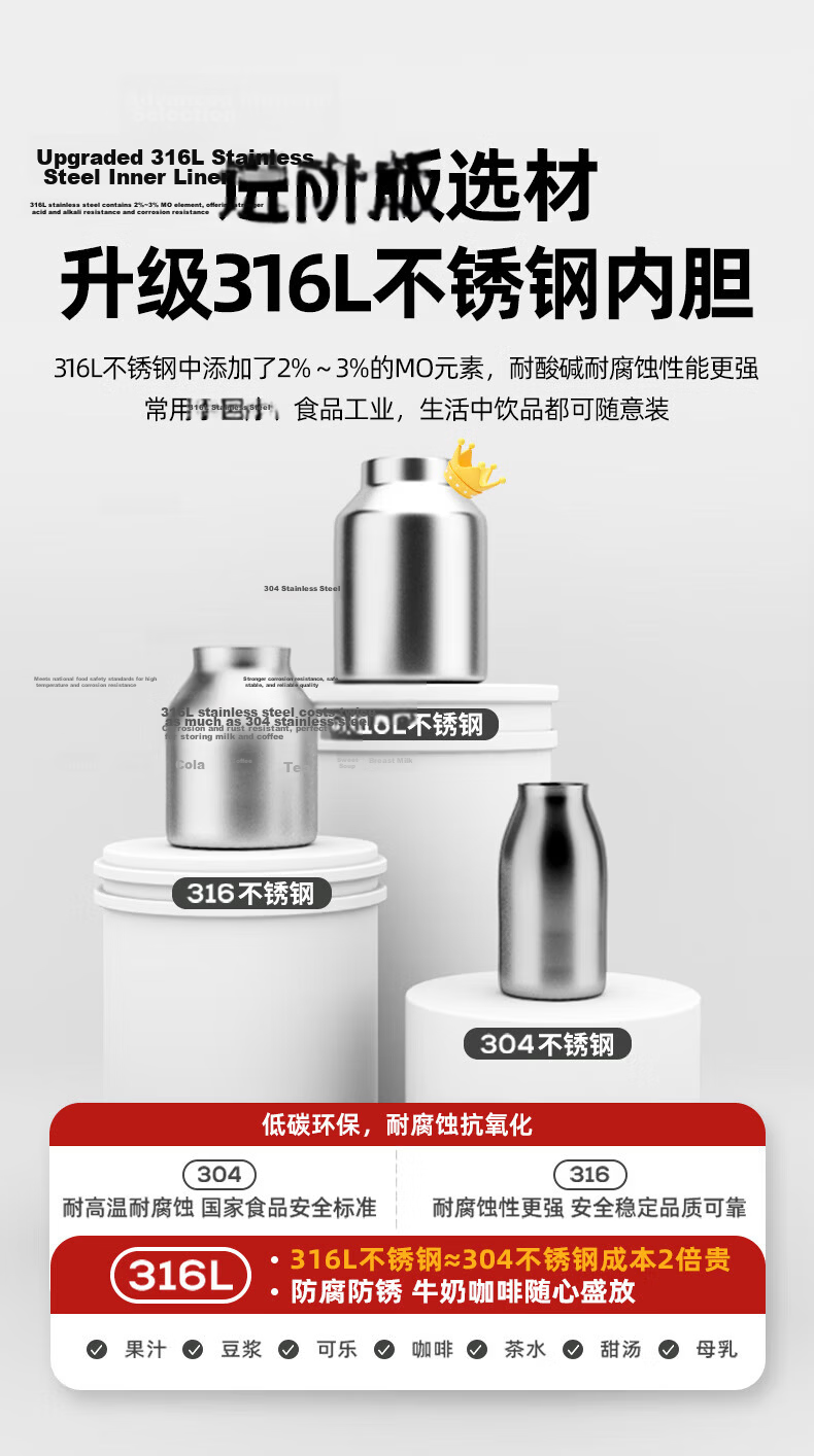 Joyoung Insulated Tumbler Business Black Tea Separation 316L Stainless Steel Large Capacity Portable for Students Children Men Car Outdoor 4