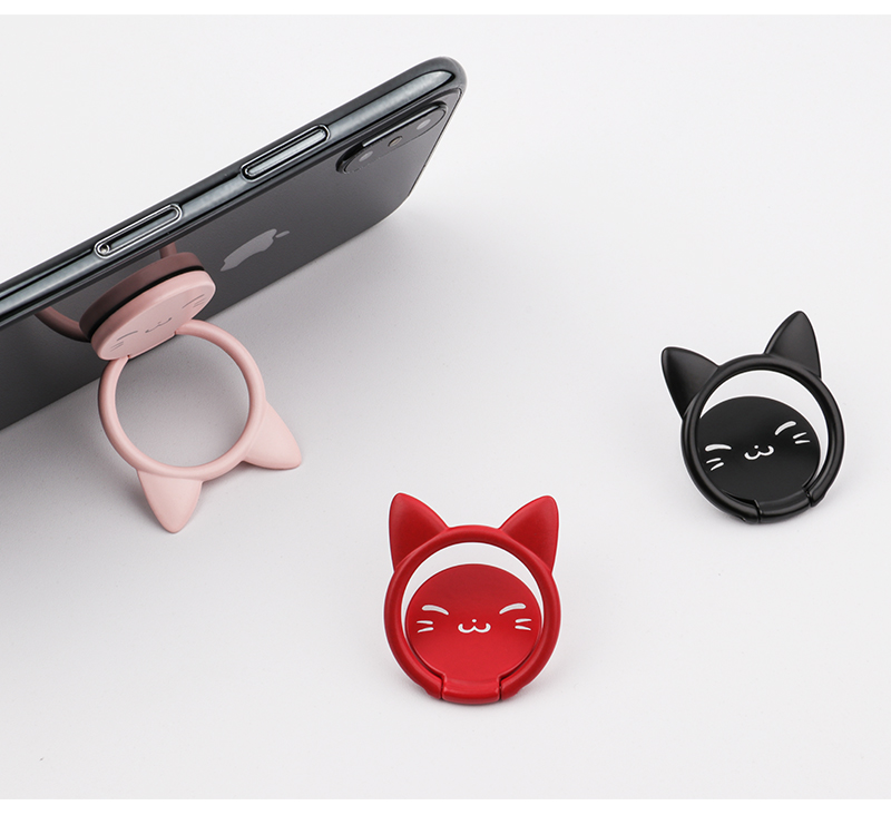 Zitai Phone Stand Ring Holder, Desktop Lazy Ultra-Thin Cartoon Creative Magnetic Car Mount Compatible, Universal for Apple/Huawei/Xiaomi/Tablets, Black 15