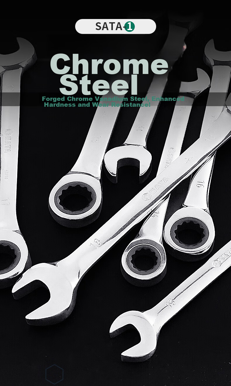 SATA Polished Dual-Use Quick-Release 13MM Open-End and Ratchet Wrench 43206 (Multiple Sizes Available) 6
