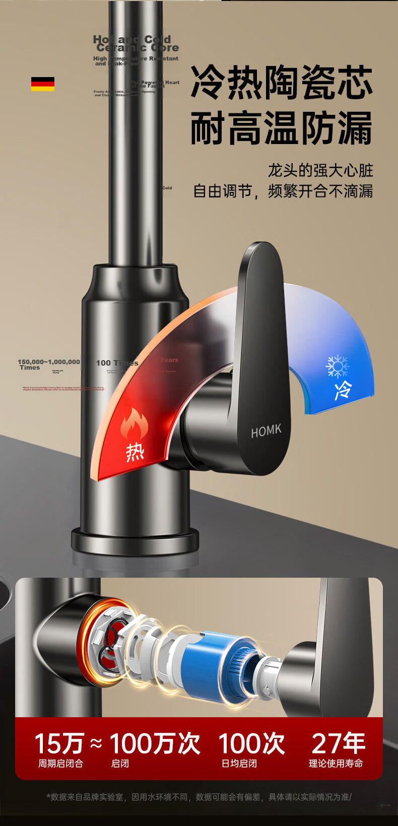 HOMK Seiko Kitchen Faucet Hot and Cold Two-in-One Kitchen Tap for Home Washbasin and Vegetable Washing Sink 8