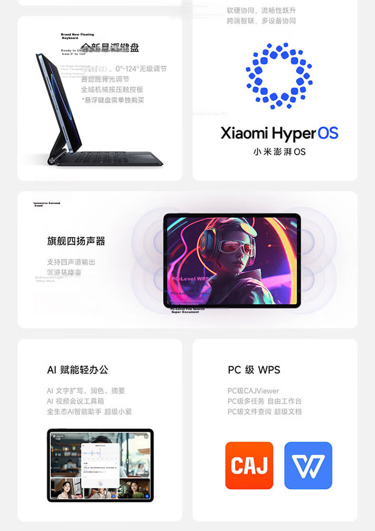 Xiaomi Mi Pad 7 11.2-inch Tablet 3.2K Eye-care Display Snapdragon Surge OS2 8GB RAM 256GB Black with National Subsidy 3
