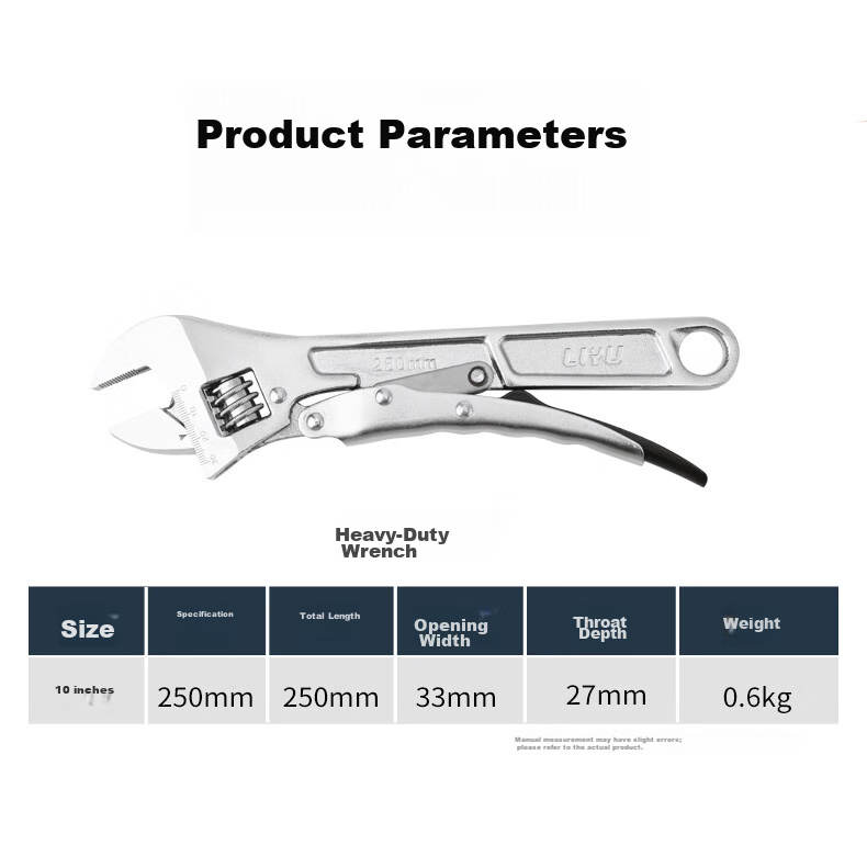 Liyu Heavy-Duty Adjustable Wrench 10 Inch Multi-Functional Open-End Plumbing Wrench 9