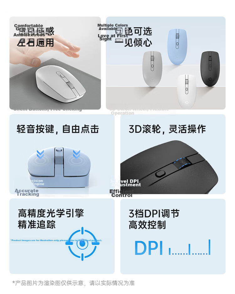 HP White Wireless Mouse Silent Anti-Slip Portable Universal for Laptop Desktop 2
