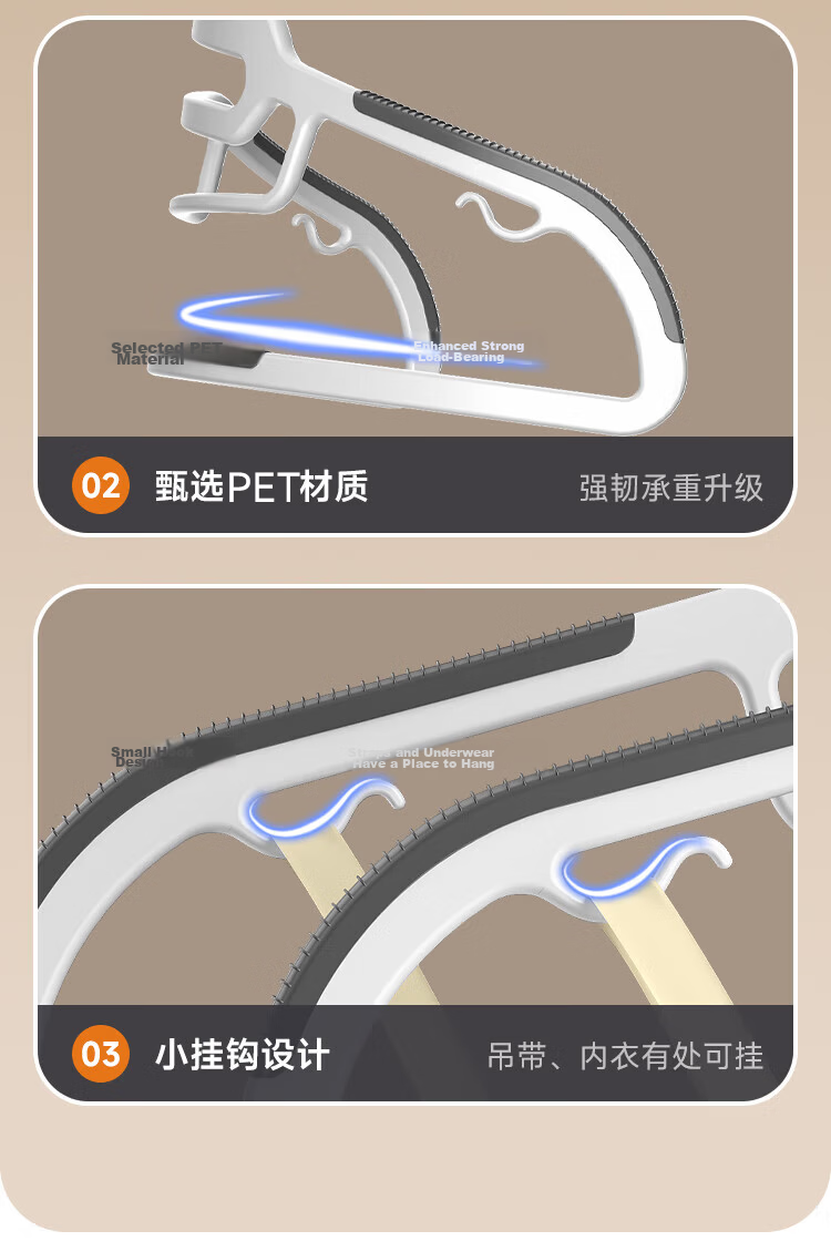 Jiabangshu Non-Marking Clothes Hangers Set of 20, Home Anti-Slip Collar Protecting Hangers for Dormitory, Bedroom, and Wardrobe 13