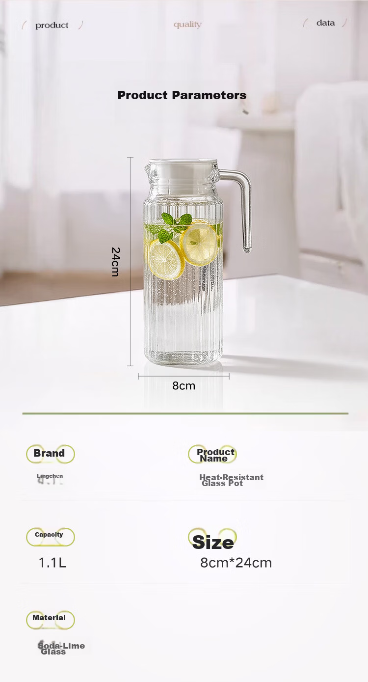 LINGCHEN High Temperature Resistant Glass Water Pitcher Large Capacity Food Grade Cold Water Jug Household Juice Tea Pot 13