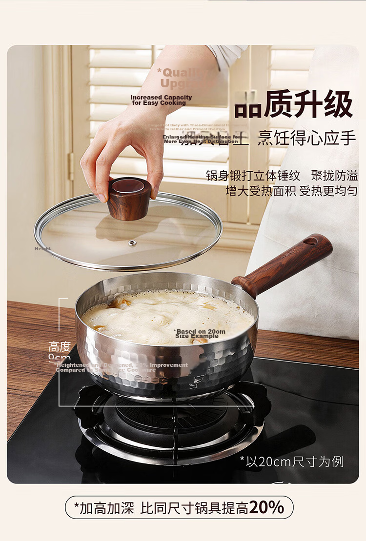 Carrot Pure Titanium Baby Milk Pot Non-Coated Yukihira Pot Infant Small Milk Pot Soup Pot Instant Noodle Pot Integrated 22cm 15