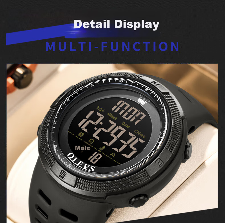 OLEVS Student Watch for Middle and High School Boys, Calendar, Weekday Display, Multifunctional, Luminous, Waterproof Digital Watch for Ages 12-14-18 4
