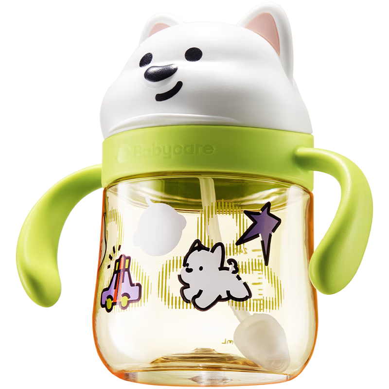 Babycare West Highland Training Cup Duckbill Straw Milk Bottle Baby 6 Months Children's Student Water Cup - Optoelectronic Green