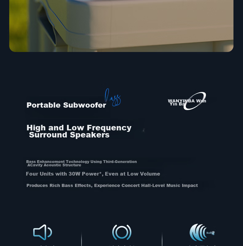 WANYINBA Wireless Bluetooth Speaker 30W High Power 2026 Latest Outdoor Portable Waterproof High-Quality Car Cycling Mini Speaker Large Volume Long Battery Life BBQ Super Bass 7
